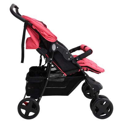 vidaXL Tweelingkinderwagen staal rood