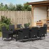 vidaXL Tuin eettafelset met kussen 9 pcs Zwart poly rattan