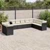 vidaXL 10-delige Loungeset met kussens poly rattan zwart