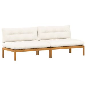vidaXL Midden Sofaset 2 st Natuurlijk en Cr&egrave;me Wit Acaciahout