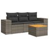 vidaXL 4-delige Loungeset met kussens poly rattan grijs