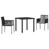vidaXL Tuin eettafelset 3 pcs Zwart PE Rattan