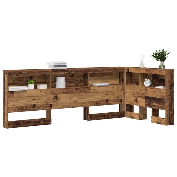 vidaXL Opberghoofdbord met plank Oud Hout 90 cm Bewerkt hout