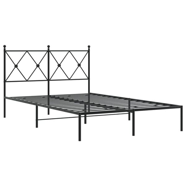 vidaXL Bedframe met hoofdbord metaal zwart 120x190 cm