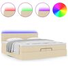 vidaXL Ottoman bed met matrassen en LED's 200x200cm stof cr&egrave;mekleurig