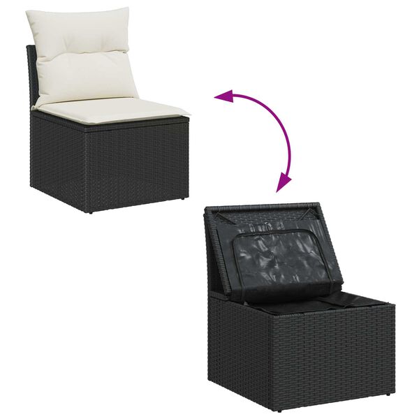 vidaXL Tuinbankenset met kussen 8 pcs Zwart en Wit poly rattan