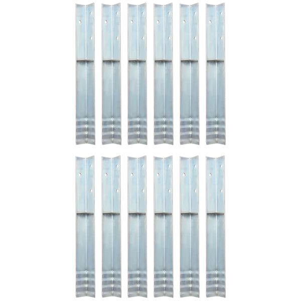 vidaXL Grondanker L-vormig 5x5x50 cm gegalvaniseerd staal 12 st