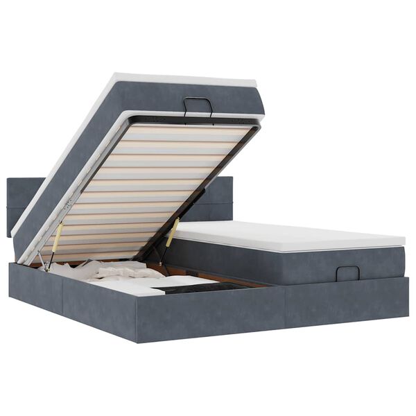 vidaXL Ottoman bed met matrassen 180x200cm fluweel donkergrijs