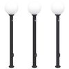 vidaXL Bolderverlichting met sensor en stopcontact 3 stuks 120 cm zwart IP44