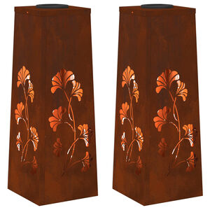 vidaXL Solar LED Pad Licht 2 pcs Cortenstaal Cortenstaal