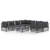 vidaXL 9-delige Loungeset met kussens staal antracietkleurig
