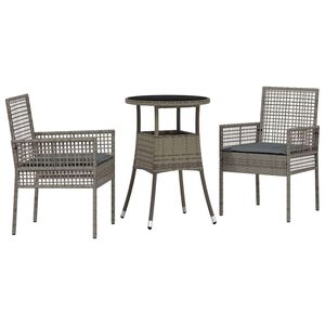 vidaXL Tuin eettafelset 3 pcs Grijs poly rattan
