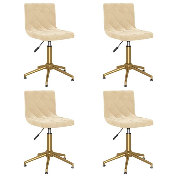 vidaXL Eetkamerstoelen draaibaar 4 st fluweel cr&egrave;mekleurig