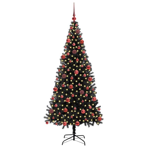 vidaXL Kerstboom met 300 LED met standaard Zwart 180 cm PVC