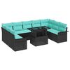 vidaXL Tuin Sofa Set 10 st Zwart Poly riet