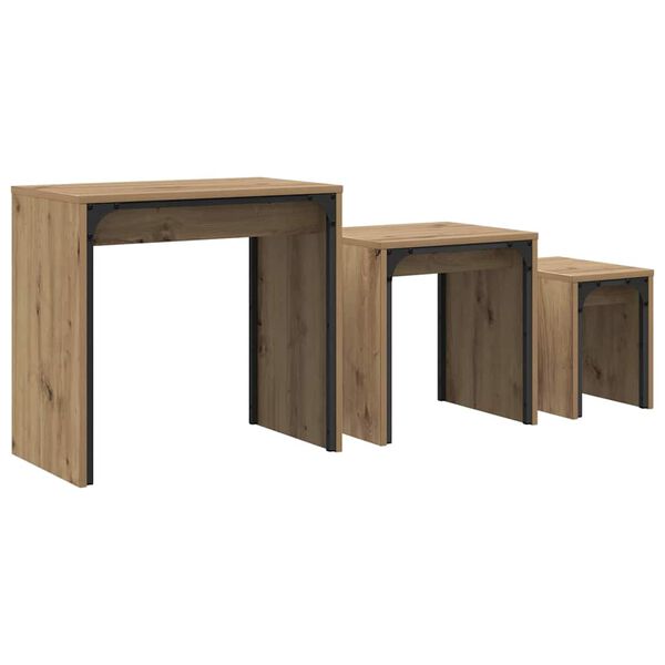 vidaXL Salontafel 3 pcs Artisan Eiken Bewerkt hout