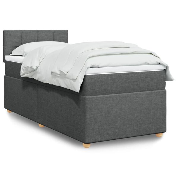 vidaXL Boxspring met matras stof donkergrijs 100x200 cm