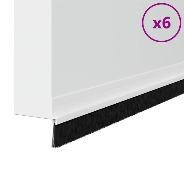 vidaXL Zelfklevende Deurborstels 6 pcs Wit 100 cm Aluminium Legering