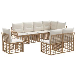 vidaXL Buiten bankenset 8 pcs Natuurlijk en Cr&egrave;me Wit Polyester