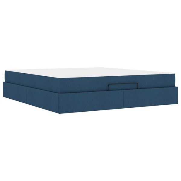 vidaXL Bedframe met matras met matras 2 pcs Blauw Stof