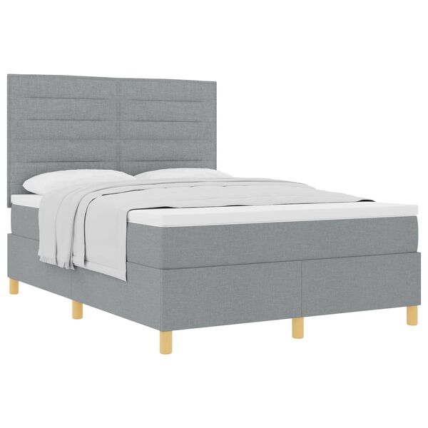 vidaXL Boxspringbed met matras Lichtgrijs 140 x 190 cm Stof
