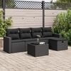 vidaXL 6-delige Loungeset met kussens poly rattan zwart