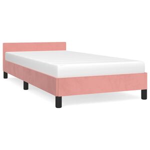 vidaXL Bedframe met hoofdeinde zonder matras 90x200 cm fluweel roze