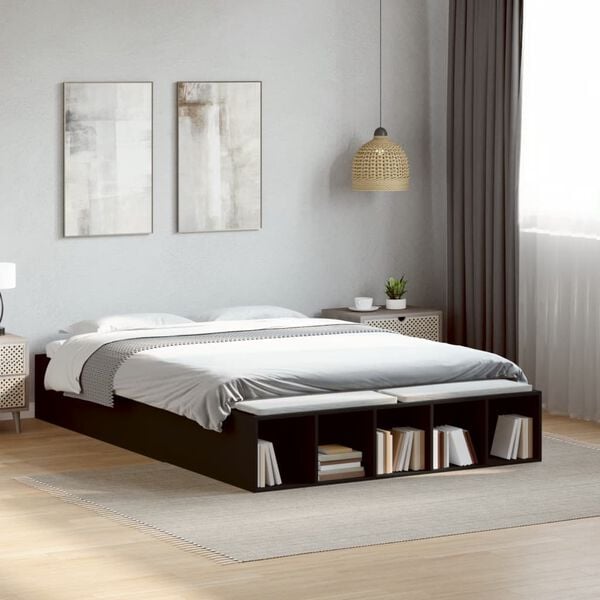 vidaXL Bedframe bewerkt hout zwart 120x190 cm