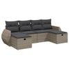 vidaXL 6-delige Loungeset met kussens poly rattan grijs