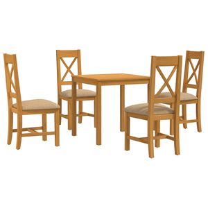 vidaXL Eetkamerset 5 st Beige Massief Eikenhout