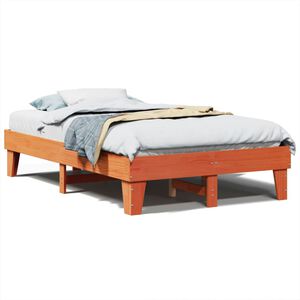 vidaXL Bedframe zonder matras massief grenenhout wasbruin 135x190 cm