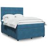 vidaXL Boxspring met matras fluweel donkerblauw 140x200 cm