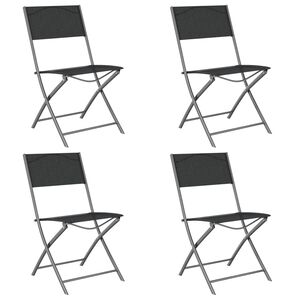 vidaXL Opklapbare stoelen, 4 stuks, zwart staal en Textilene.