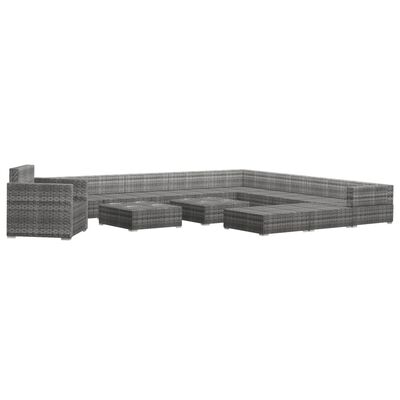 vidaXL 13-delige Loungeset met kussens poly rattan grijs