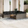vidaXL 11-delige Loungeset met kussens poly rattan grijs