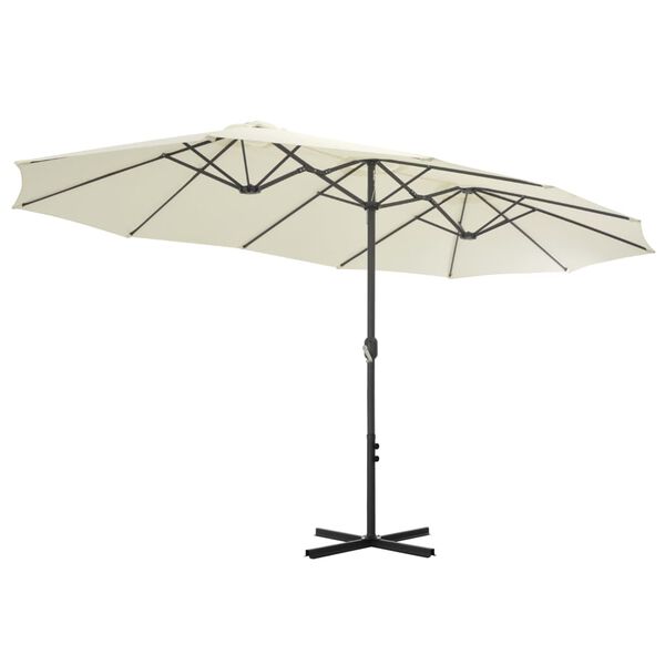 vidaXL Parasol met aluminium paal 460x270 cm zandkleurig