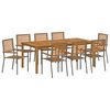 vidaXL Tuin eettafelset 9 st Grijs Massief Acaciahout