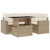 vidaXL 5-delige Loungeset met kussens poly rattan beige