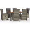 vidaXL 7-delige Tuinset met kussens poly rattan grijs