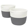vidaXL Opbergmanden 2 st &Oslash; 24x18 cm katoen grijs en wit