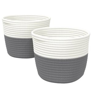 vidaXL Opbergmanden 2 st &Oslash; 24x18 cm katoen grijs en wit