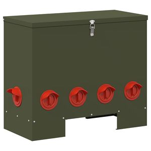vidaXL Kip voerbak Olijfgroen 60,5 x 29 x 51 cm 25 kg