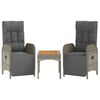 vidaXL Tuinstoelen 2 st verstelbaar met tafel poly rattan grijs