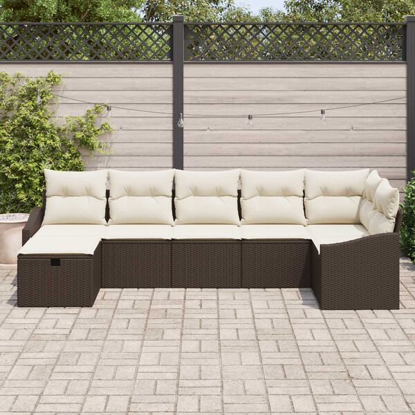 vidaXL Bankstel met kussen 8 pcs poly rattan