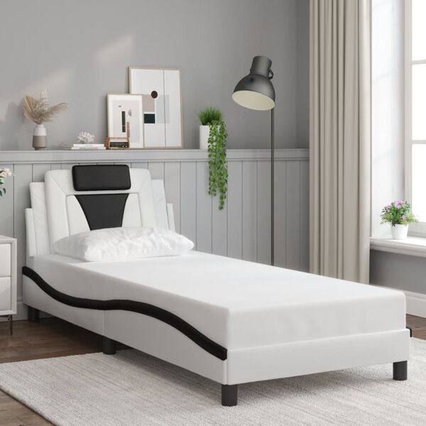 vidaXL Bedframe "Viana" zonder matras kunstleer zwart en wit 90x190 cm