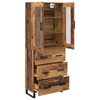 vidaXL Hoge kast met lade 2 pcs Oud Hout Geengineerd Hout en Glas