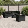 vidaXL 10-delige Loungeset met kussens poly rattan zwart