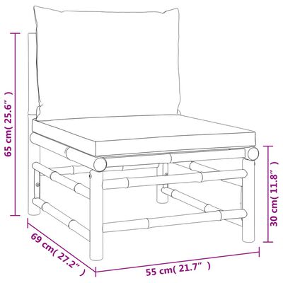 vidaXL 4-delige Loungeset met kussens bamboe taupe