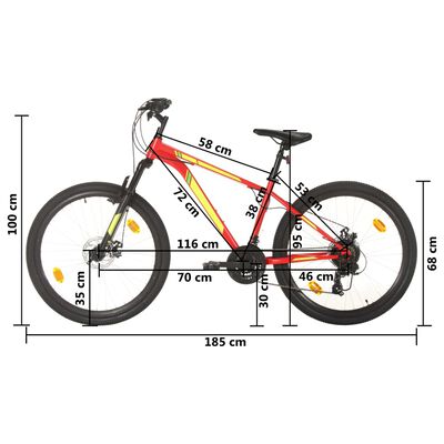 Afleiden Kwijtschelding Misverstand vidaXL Mountainbike 21 versnellingen 27,5 inch wielen 38 cm frame rood  online kopen | vidaXL.be