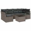 vidaXL Tuin Sofa Set met kussen 7 pcs Grijs Poly rattan, staal en glas